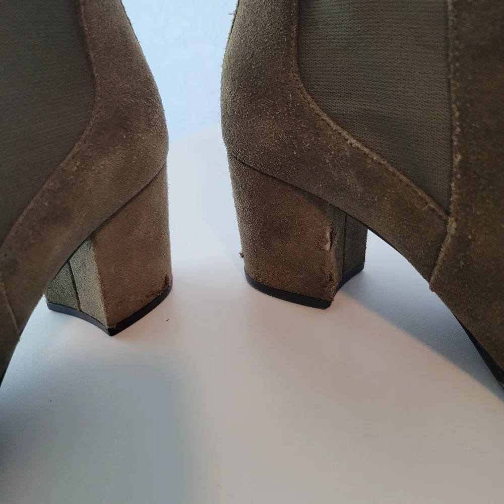 MICHAEL KORS MARIS SUEDE POINT TOE BOOTIES IN GREEN SIZE 7.5